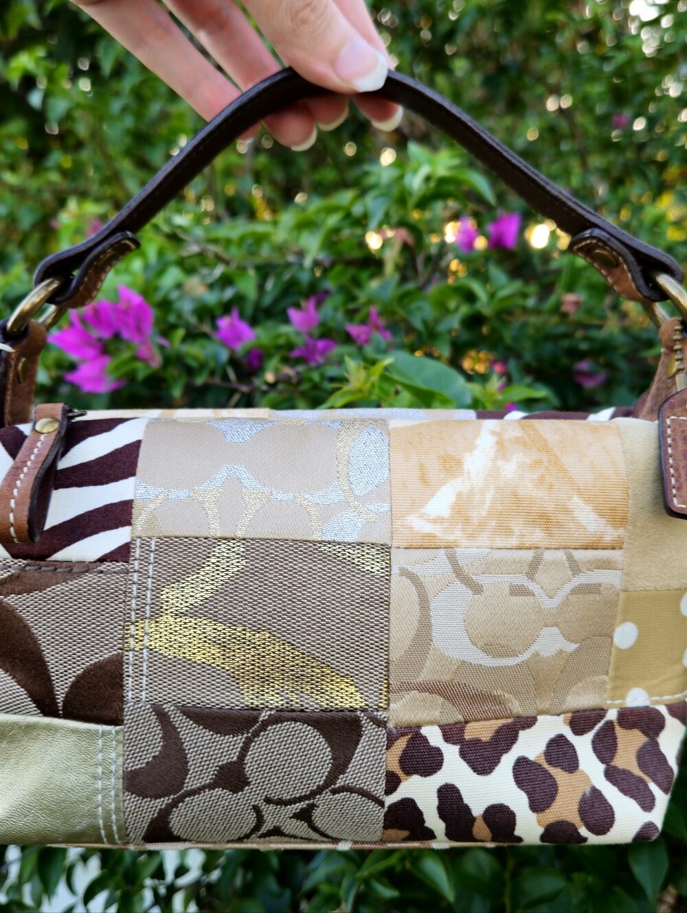 Coach Y2K Patchwork Demi Shoulder Bag Animal Print Zebra Leopard Signature